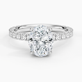 Oval Cut Three-Quarter Pavé Band Moissanite Engagement Ring with Hidden Halo