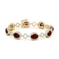 16.56 CTTW Oval Garnet Halo Open Circle Link Moissanite Tennis Bracelet