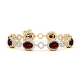 16.56 CTTW Oval Garnet Halo Open Circle Link Moissanite Tennis Bracelet