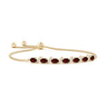 Oval Garnet with Moissanite Pavé Accents Adjustable Tennis Bolo Bracelet