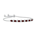 Oval Garnet with Moissanite Pavé Accents Adjustable Tennis Bolo Bracelet