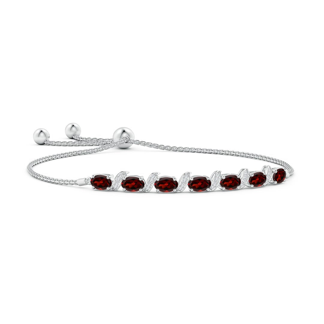 Oval Garnet with Moissanite Pavé Accents Adjustable Tennis Bolo Bracelet