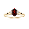 Oval Garnet with Clustered Moissanite Side Accents Engagement Ring
