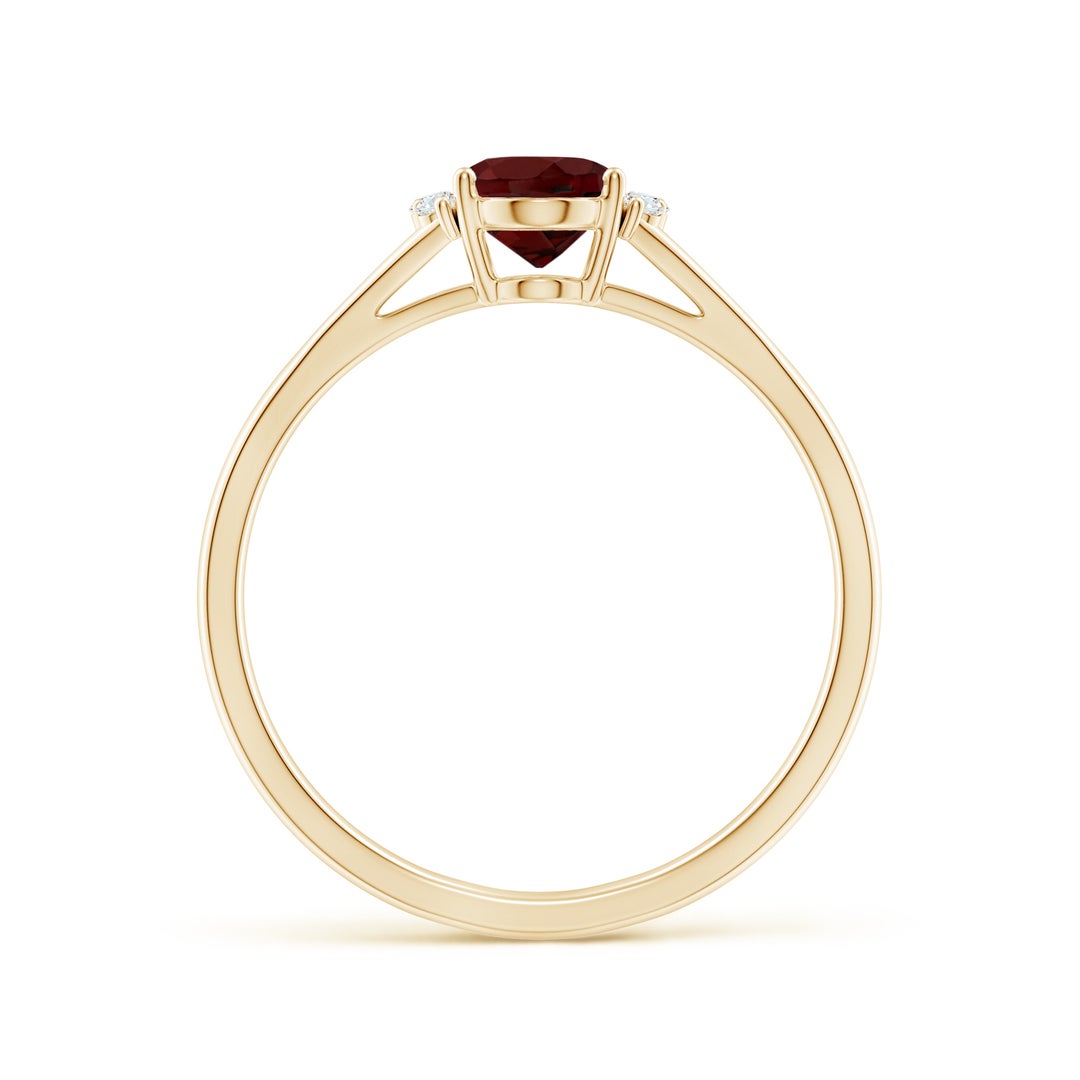 Oval Garnet with Clustered Moissanite Side Accents Engagement Ring