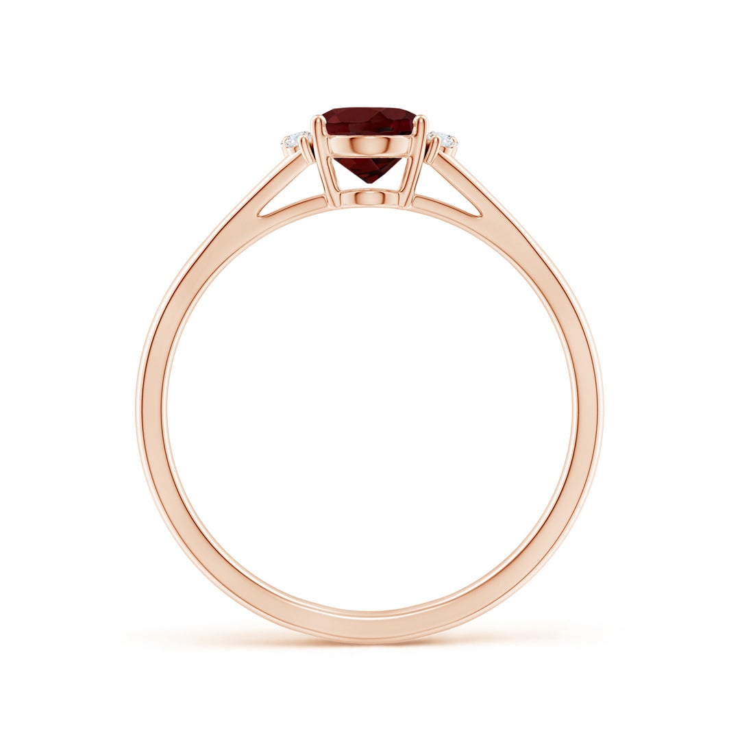 Oval Garnet with Clustered Moissanite Side Accents Engagement Ring