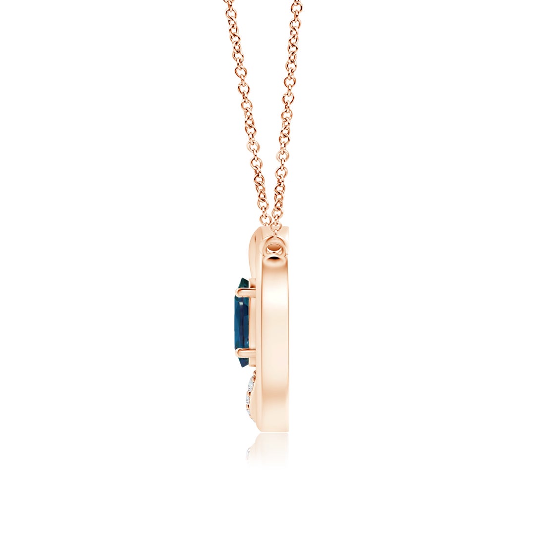 Oval Lab Alexandrite Interlocking Double Circle with Moissanite Accents Necklace