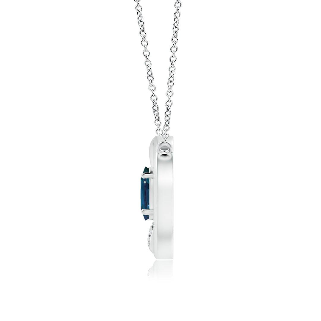 Oval Lab Alexandrite Interlocking Double Circle with Moissanite Accents Necklace