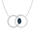 Oval Lab Alexandrite Interlocking Double Circle with Moissanite Accents Necklace