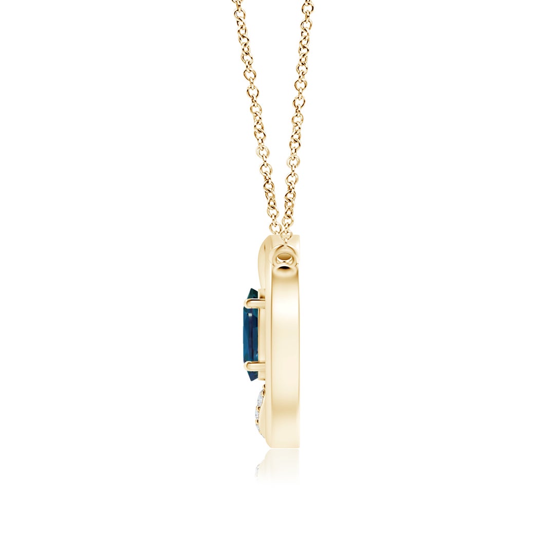 Oval Lab Alexandrite Interlocking Double Circle with Moissanite Accents Necklace