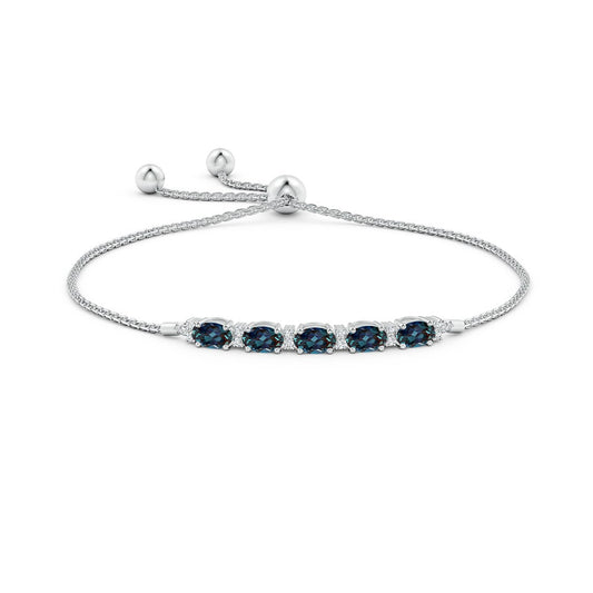 Oval Lab Alexandrite with Moissanite Accents Adjustable Tennis Bolo Bracelet