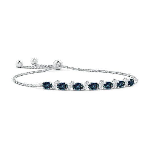 Oval Lab Alexandrite with Moissanite Pavé Accents Adjustable Tennis Bolo Bracelet