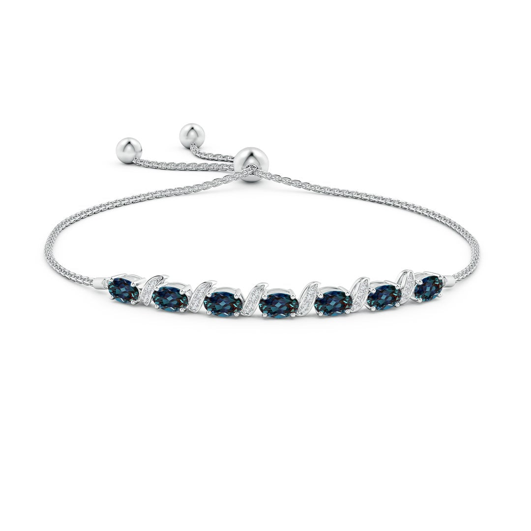 Oval Lab Alexandrite with Moissanite Pavé Accents Adjustable Tennis Bolo Bracelet