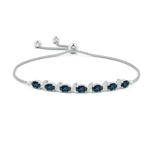 Oval Lab Alexandrite with Moissanite Pavé Accents Adjustable Tennis Bolo Bracelet