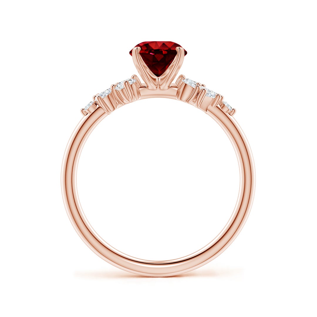 Oval Lab-Created Ruby Engagement Ring with Multi-Shape Moissanite Cluster