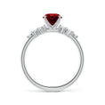 Oval Lab-Created Ruby Engagement Ring with Multi-Shape Moissanite Cluster