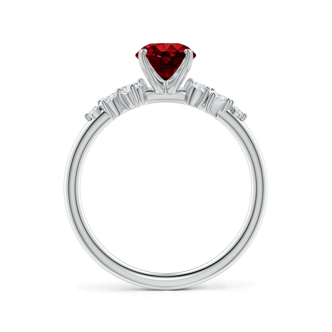 Oval Lab-Created Ruby Engagement Ring with Multi-Shape Moissanite Cluster