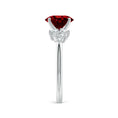 Oval Lab-Created Ruby Engagement Ring with Multi-Shape Moissanite Cluster
