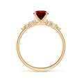 Oval Lab-Created Ruby Engagement Ring with Multi-Shape Moissanite Cluster