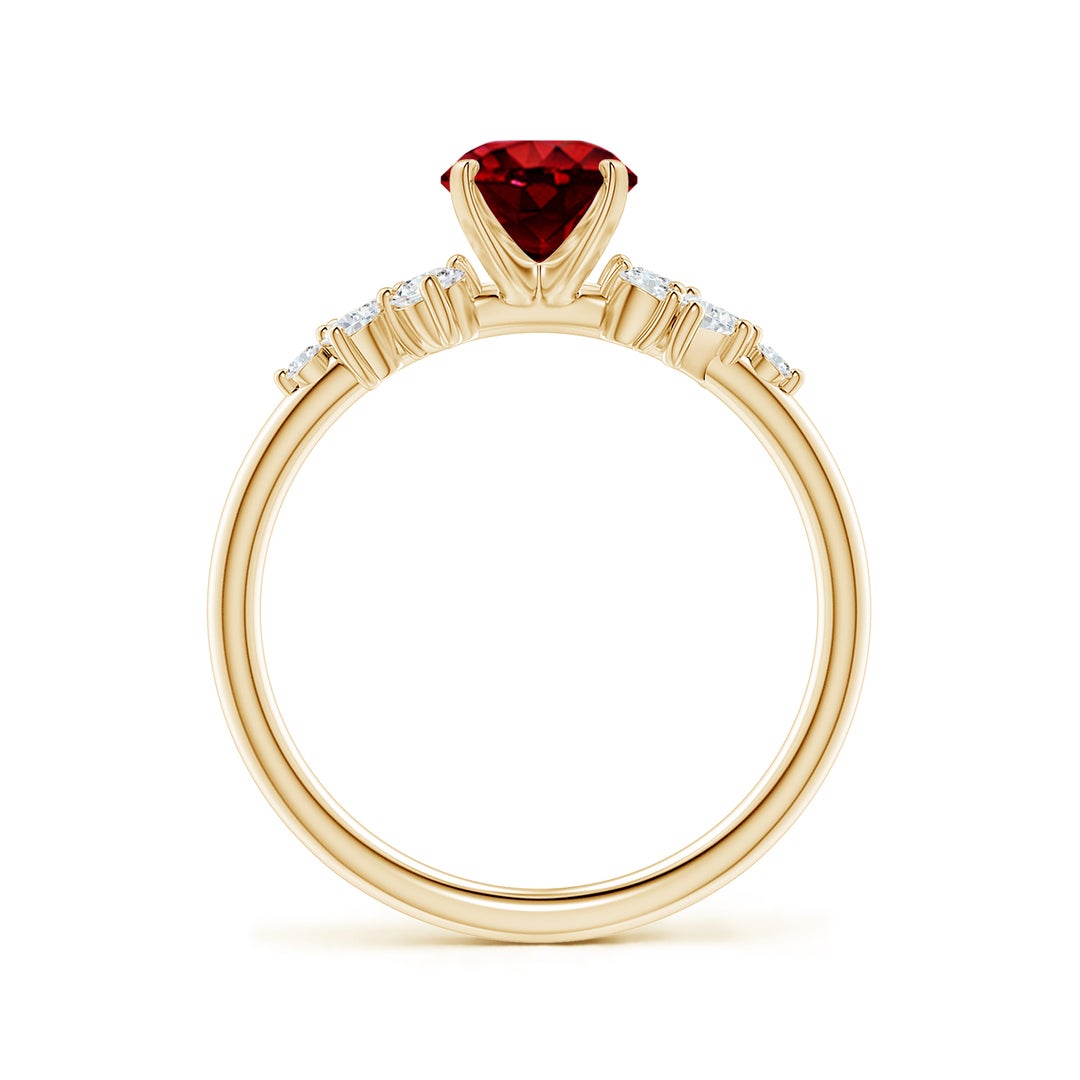 Oval Lab-Created Ruby Engagement Ring with Multi-Shape Moissanite Cluster