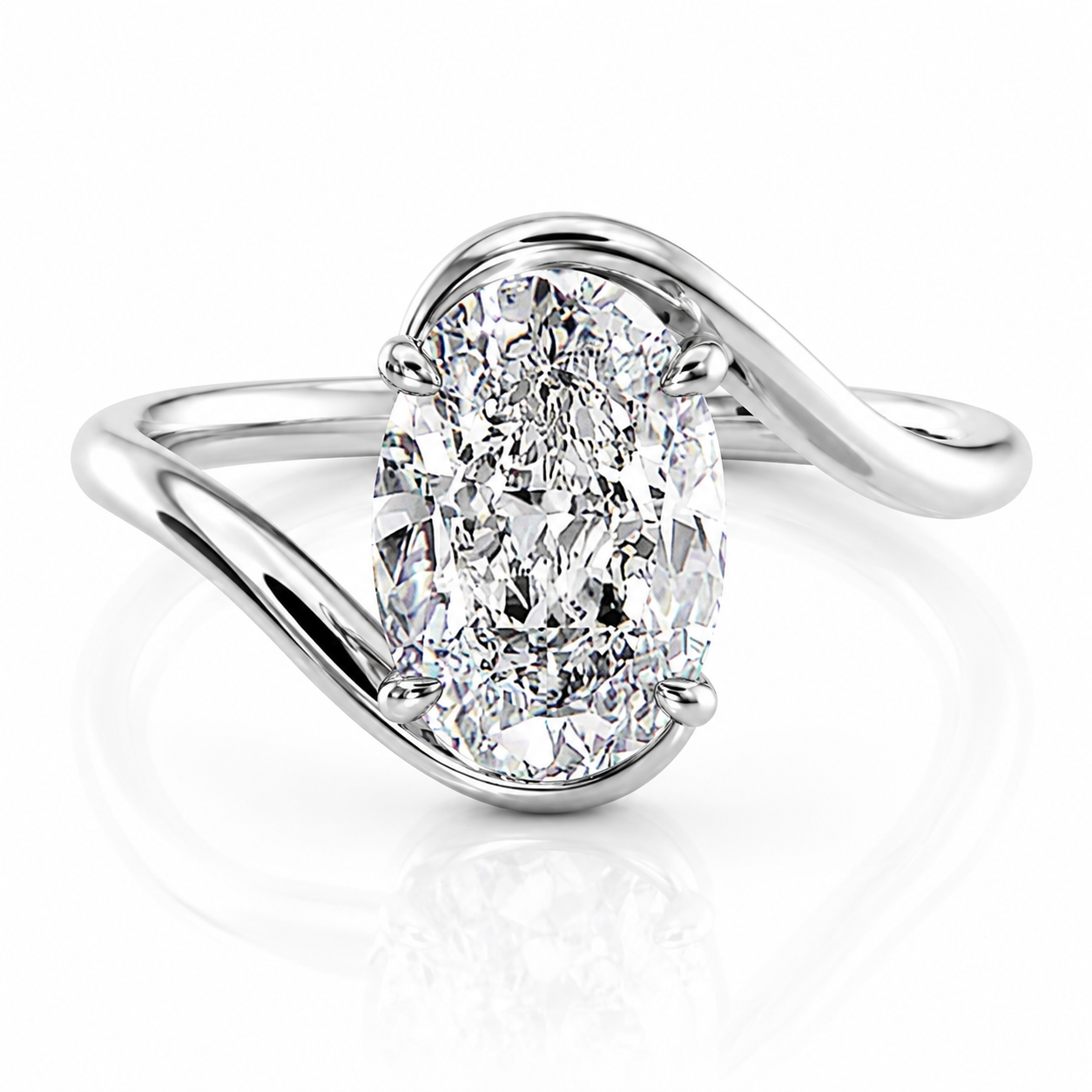 Oval Lab-Grown Diamond Bypass Solitaire Engagement Ring