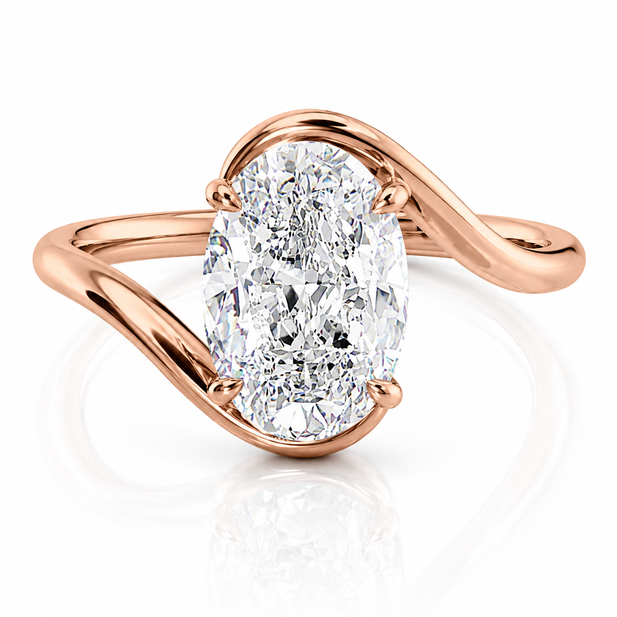 Oval Lab-Grown Diamond Bypass Solitaire Engagement Ring