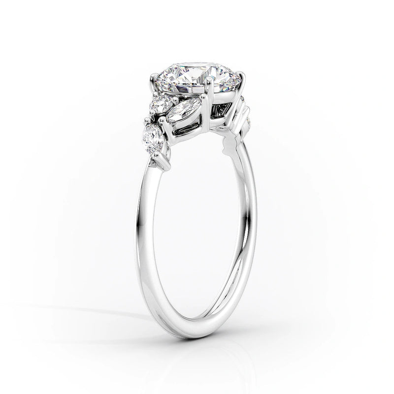 Oval Lab-Grown Diamond Engagement Ring with Marquise and Round Accents