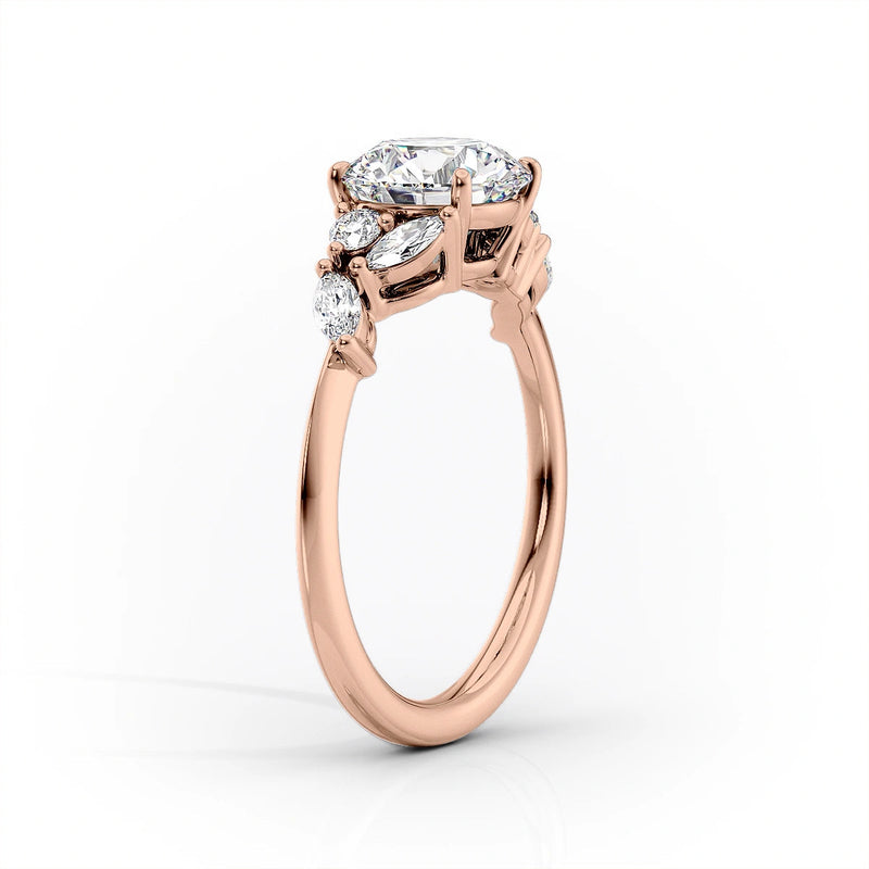 Oval Lab-Grown Diamond Engagement Ring with Marquise and Round Accents