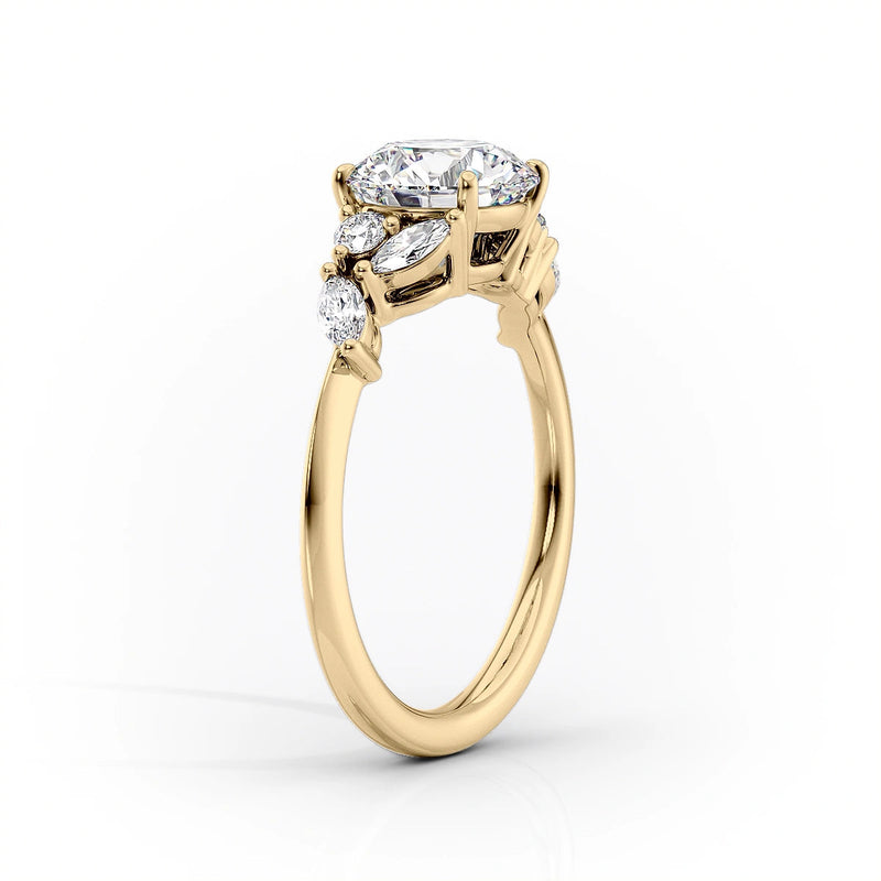 Oval Lab-Grown Diamond Engagement Ring with Marquise and Round Accents