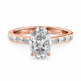 Oval Lab-Grown Diamond Hidden Halo with Baguette Accents Engagement Ring
