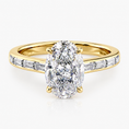 Oval Lab-Grown Diamond Hidden Halo with Baguette Accents Engagement Ring