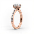 Oval Lab-Grown Diamond Hidden Halo with Baguette Accents Engagement Ring