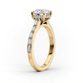 Oval Lab-Grown Diamond Hidden Halo with Baguette Accents Engagement Ring