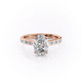 Oval Lab-Grown Diamond Hidden Halo with Baguette Accents Engagement Ring