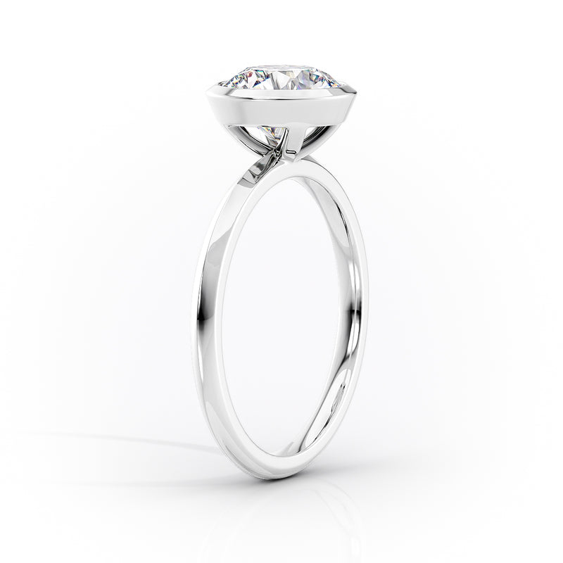 Oval Lab-Grown Diamond Knife-Edge Bezel Solitaire Engagement Ring