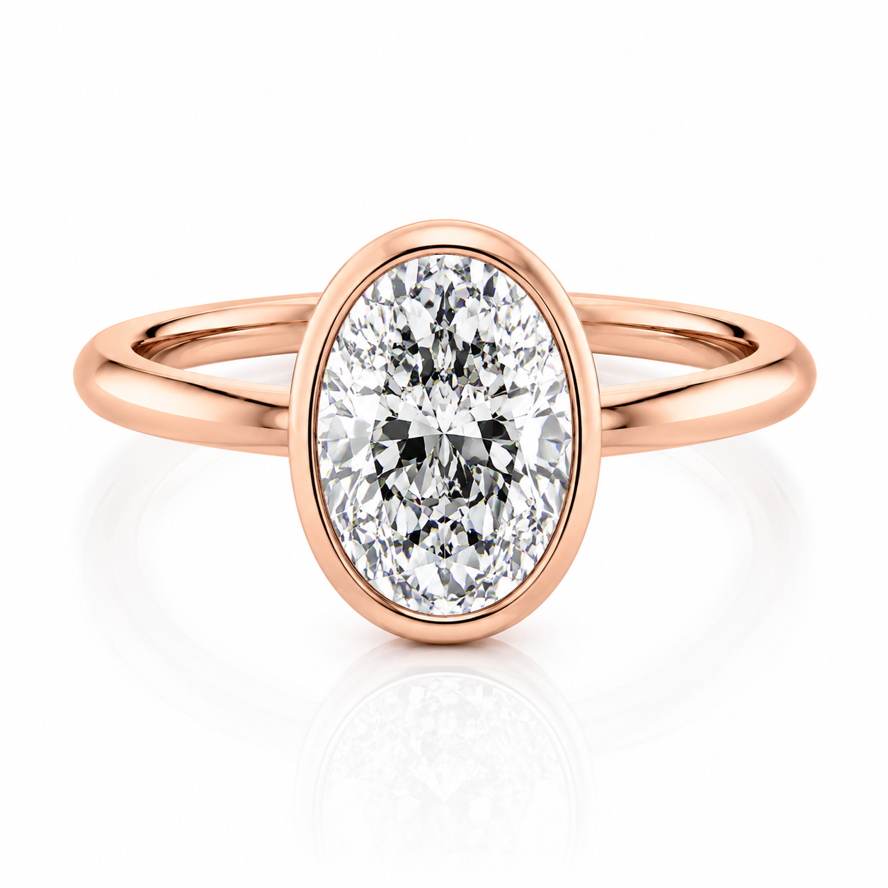 Oval Lab-Grown Diamond Knife-Edge Bezel Solitaire Engagement Ring