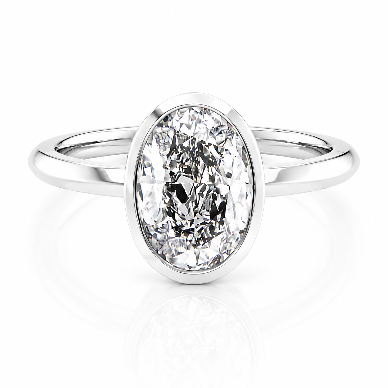 Oval Lab-Grown Diamond Knife-Edge Bezel Solitaire Engagement Ring