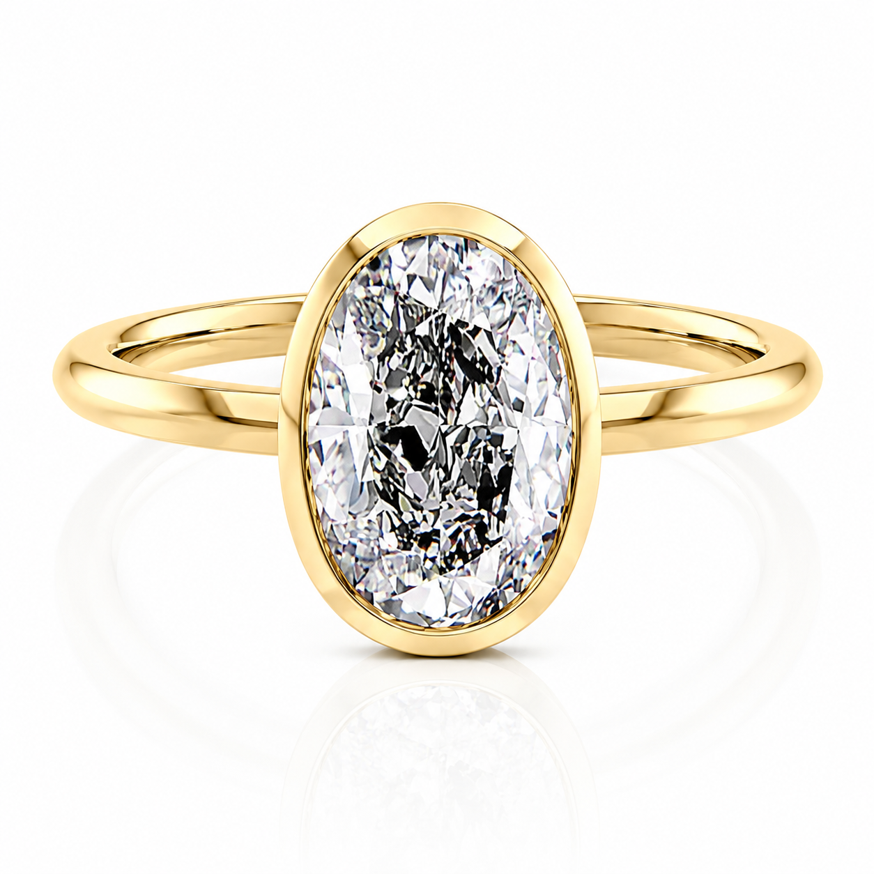 Oval Lab-Grown Diamond Knife-Edge Bezel Solitaire Engagement Ring
