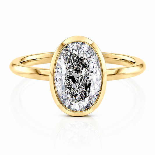 Oval Lab-Grown Diamond Knife-Edge Bezel Solitaire Engagement Ring