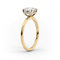 Oval Lab-Grown Diamond Knife-Edge Hidden Halo Engagement Ring
