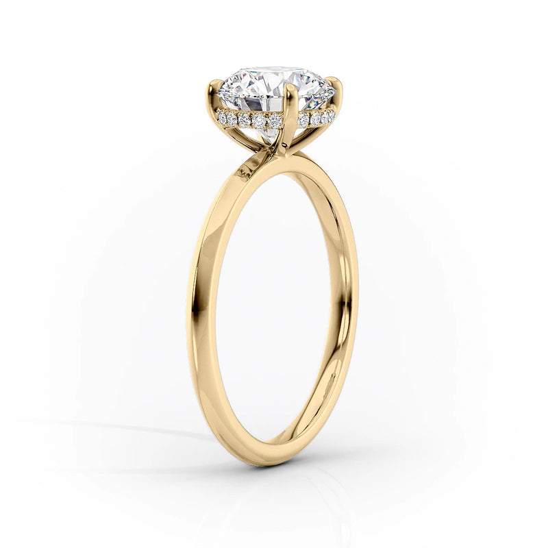 Oval Lab-Grown Diamond Knife-Edge Hidden Halo Engagement Ring