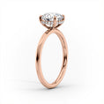 Oval Lab-Grown Diamond Knife-Edge Hidden Halo Engagement Ring