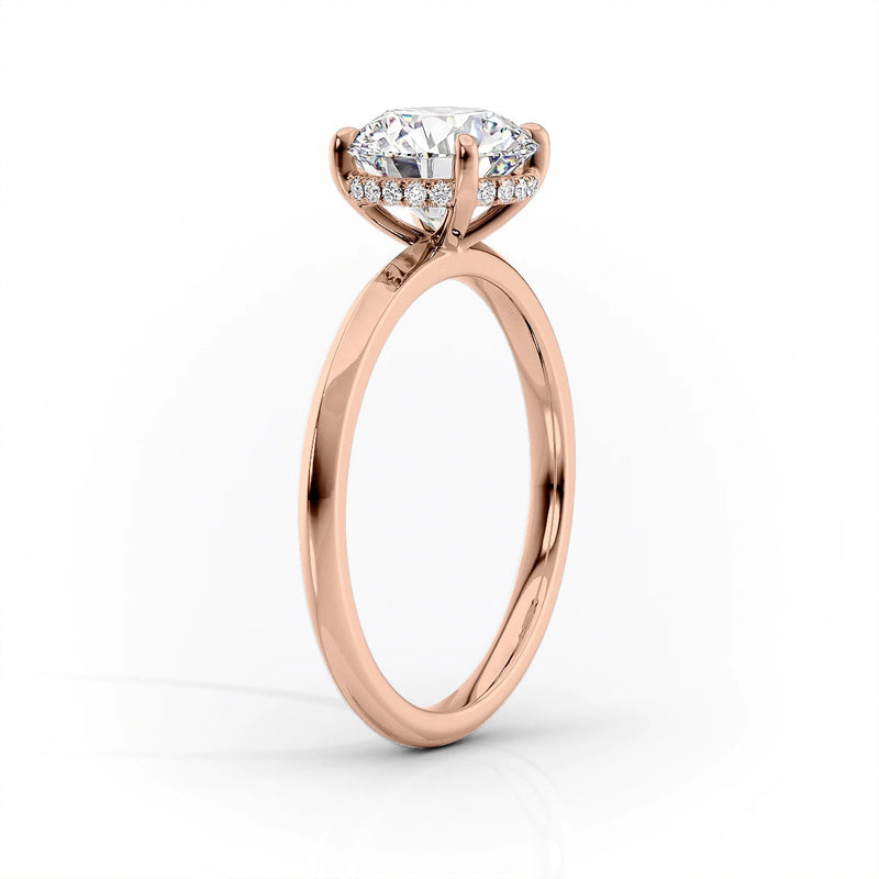 Oval Lab-Grown Diamond Knife-Edge Hidden Halo Engagement Ring