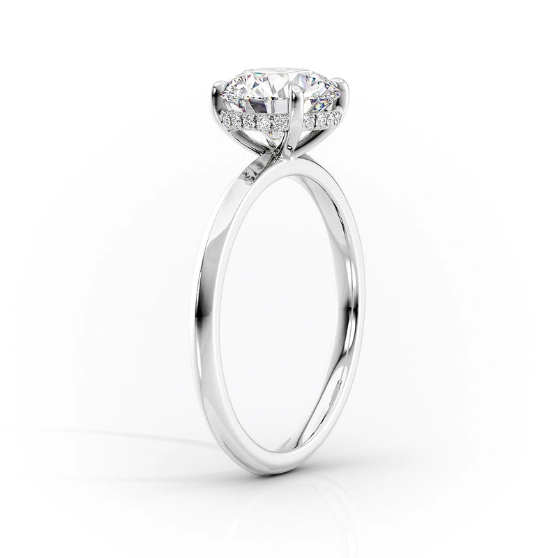 Oval Lab-Grown Diamond Knife-Edge Hidden Halo Engagement Ring