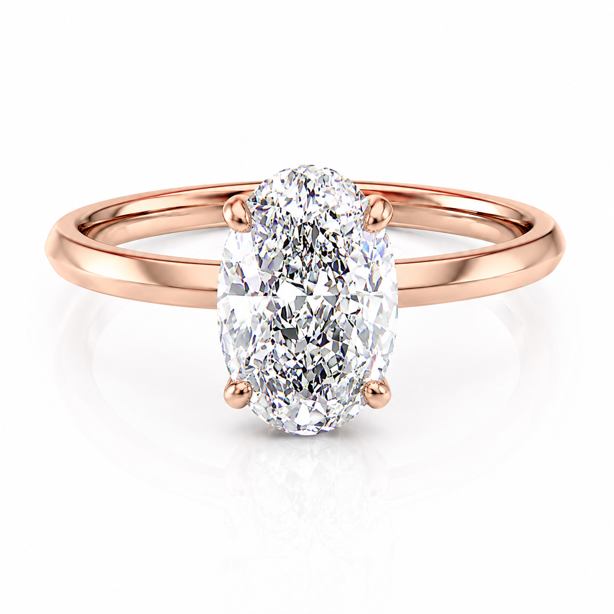 Oval Lab-Grown Diamond Knife-Edge Hidden Halo Engagement Ring