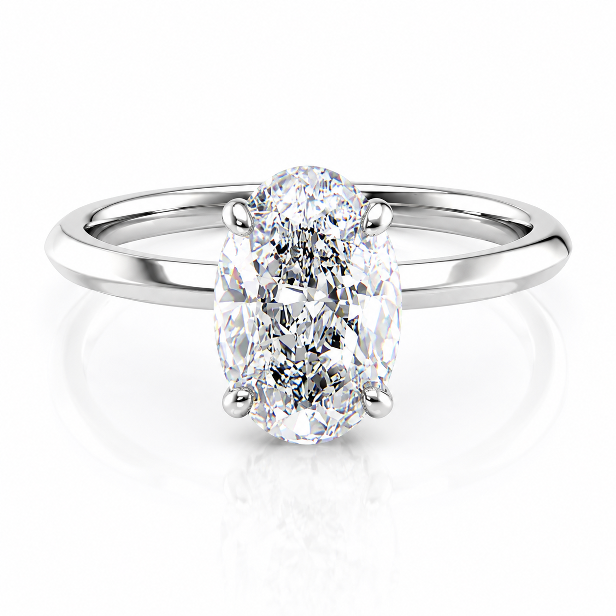 Oval Lab-Grown Diamond Knife-Edge Hidden Halo Engagement Ring