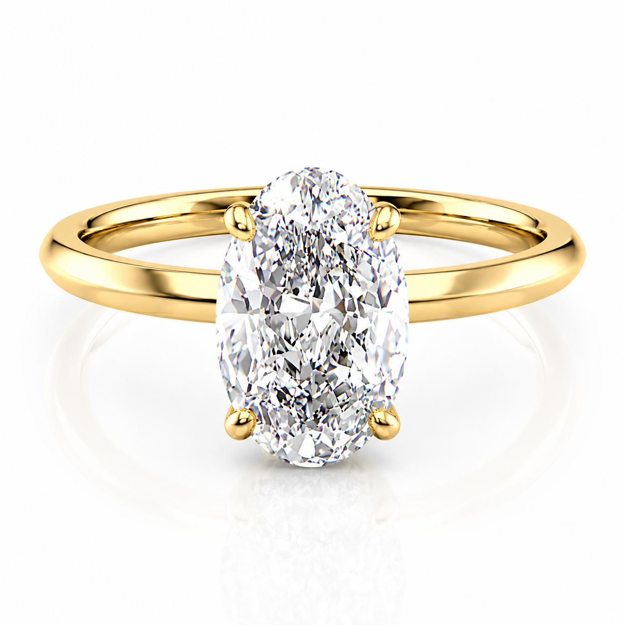 Oval Lab-Grown Diamond Knife-Edge Hidden Halo Engagement Ring