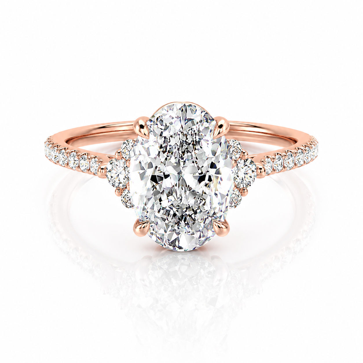 Oval Lab-Grown Diamond Pavé Cluster Accents Engagement Ring