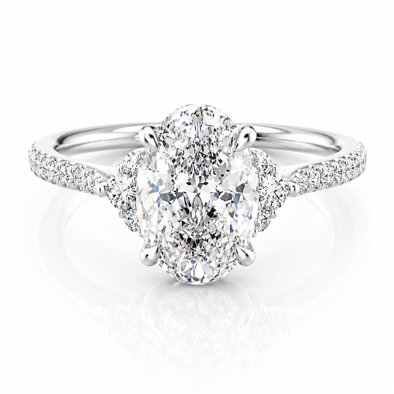 Oval Lab-Grown Diamond Pavé Cluster Accents Engagement Ring