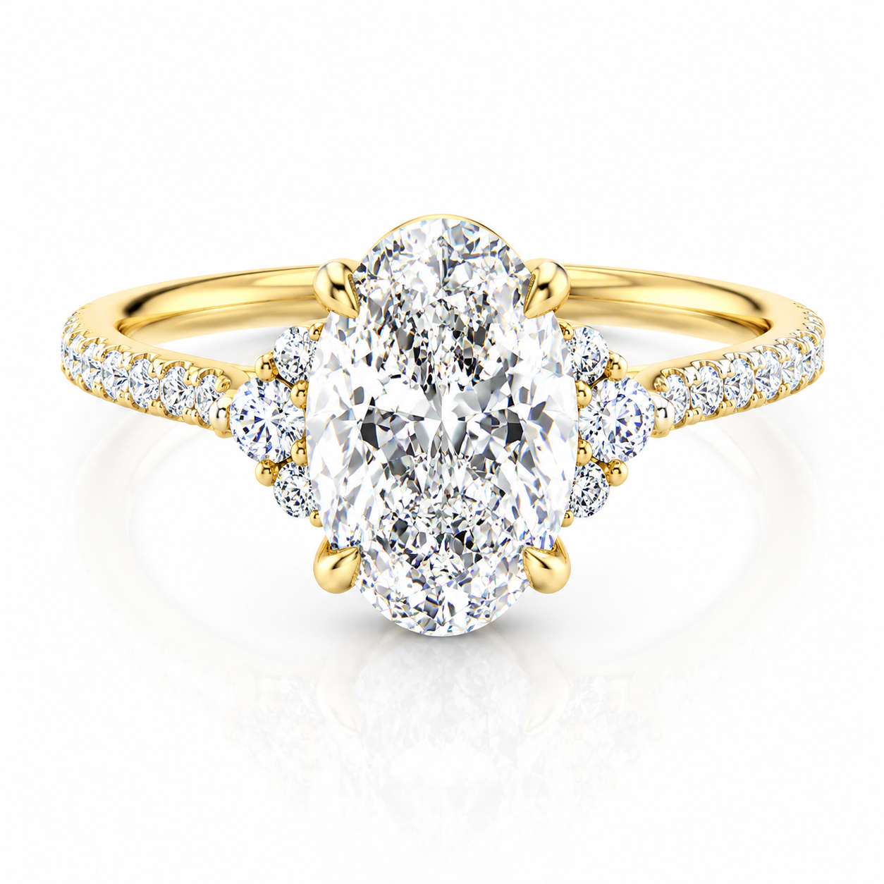 Oval Lab-Grown Diamond Pavé Cluster Accents Engagement Ring