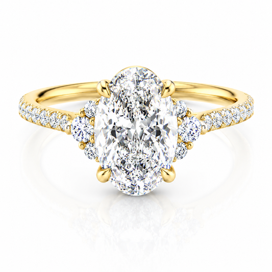 Oval Lab-Grown Diamond Pavé Cluster Accents Engagement Ring